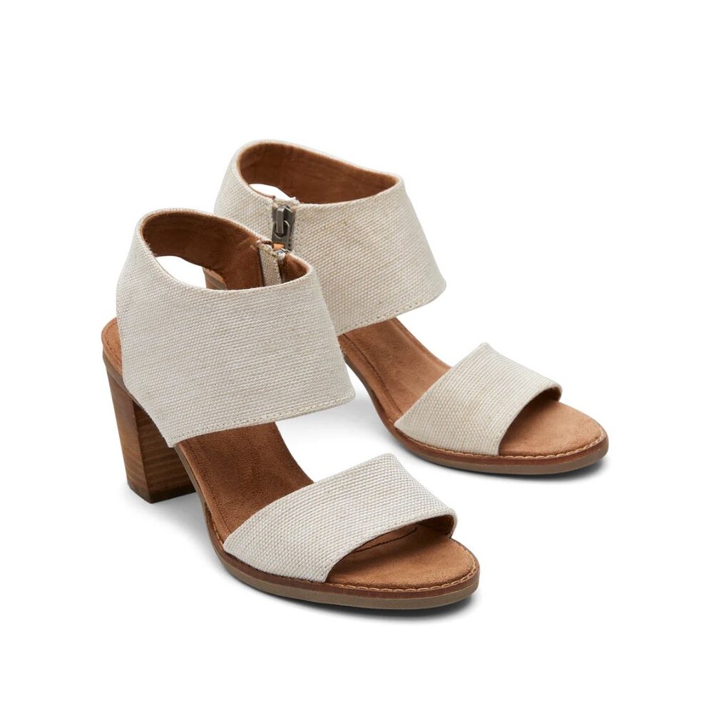 Toms Majorca Cutout Heeled Sandal, Beige/White, Size 8.5